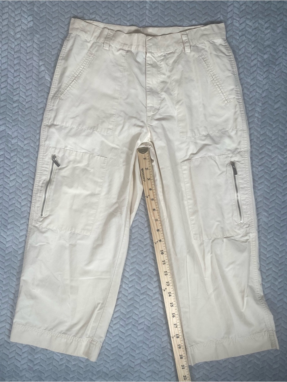 RALPH LAUREN CROP CARPENTER CROP PANTS WITH POCKETS SIZE 4 Ivory Zipper Pockets - Picture 3 of 11